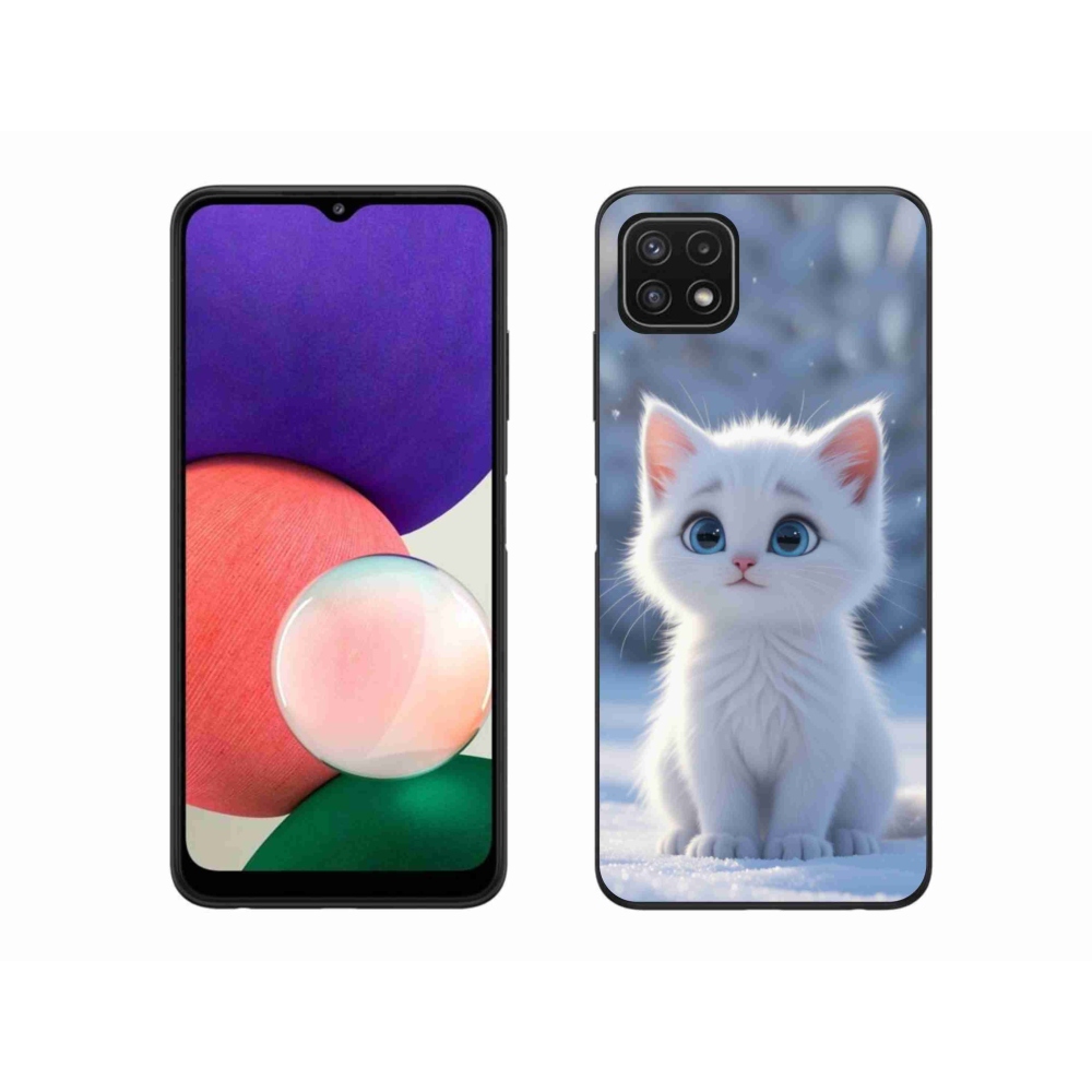 Gélový kryt mmCase na Samsung Galaxy A22 5G - biele mačiatko 3