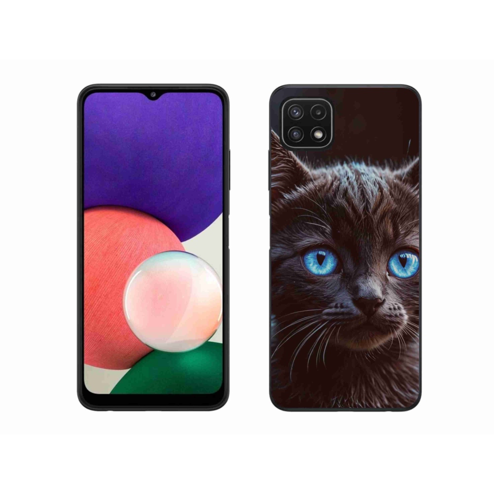 Gélový kryt mmCase na Samsung Galaxy A22 5G - čierne mačiatko 2