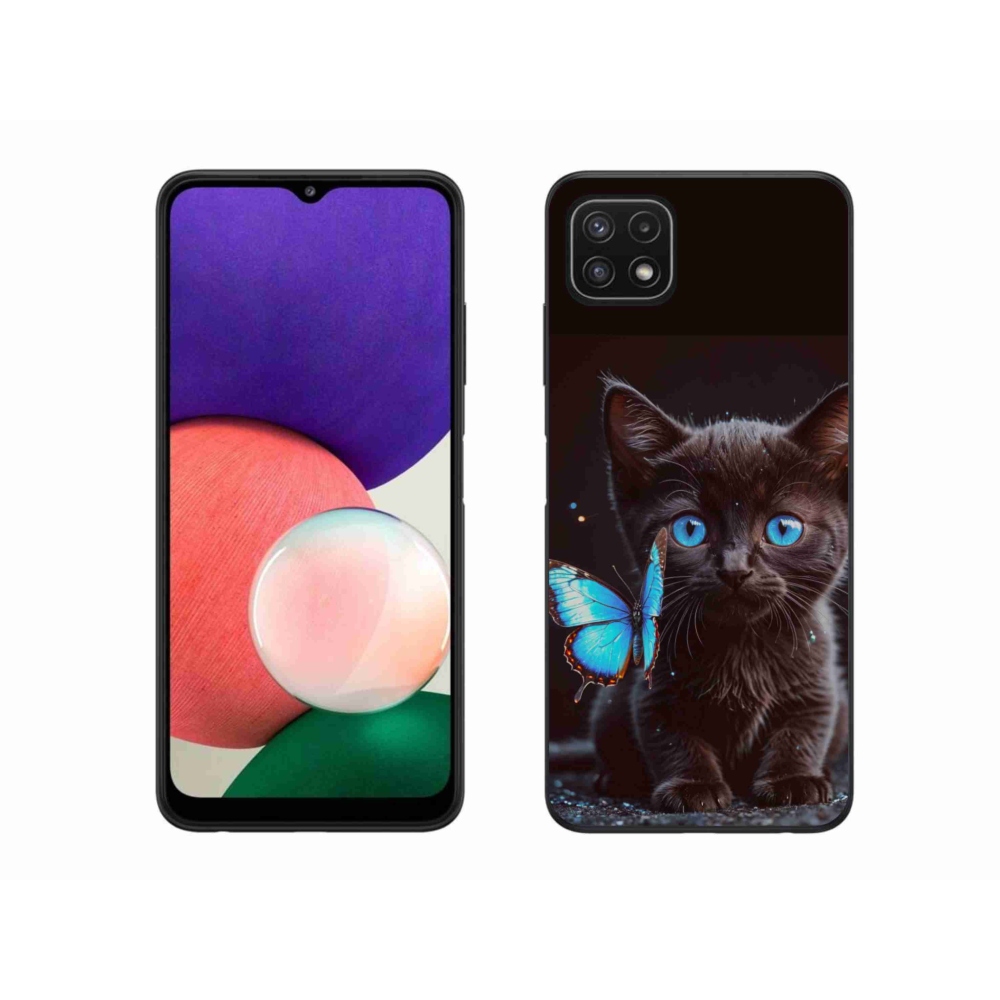 Gélový kryt mmCase na Samsung Galaxy A22 5G - čierne mačiatko 3