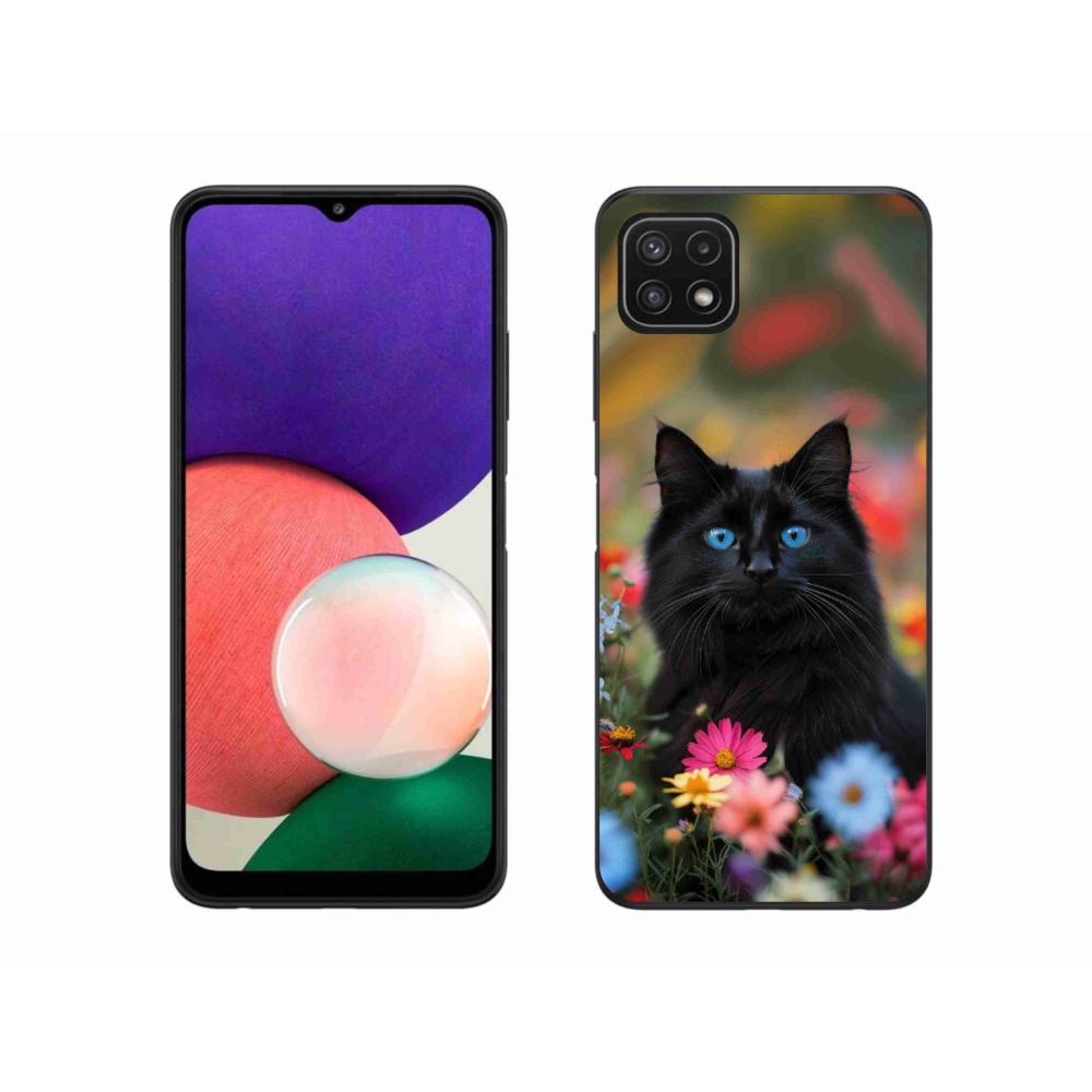 Gélový kryt mmCase na Samsung Galaxy A22 5G - čierne mačiatko 4