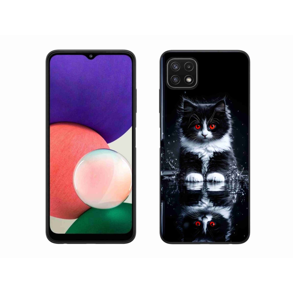 Gélový kryt mmCase na Samsung Galaxy A22 5G - čiernobiele mačiatko