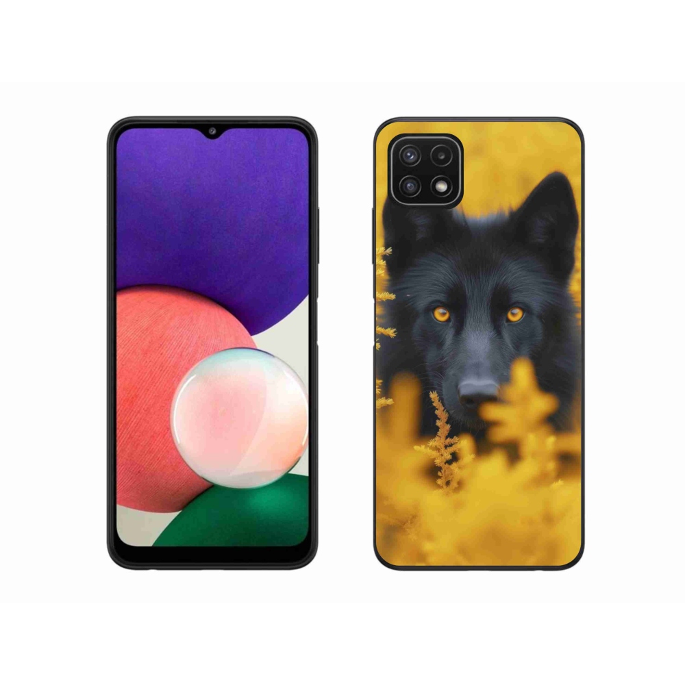 Gélový kryt mmCase na Samsung Galaxy A22 5G - čierny vlk 2