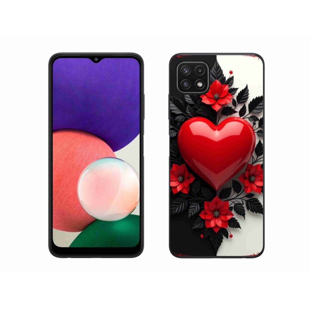 Gélový kryt mmCase na Samsung Galaxy A22 5G - červené srdce