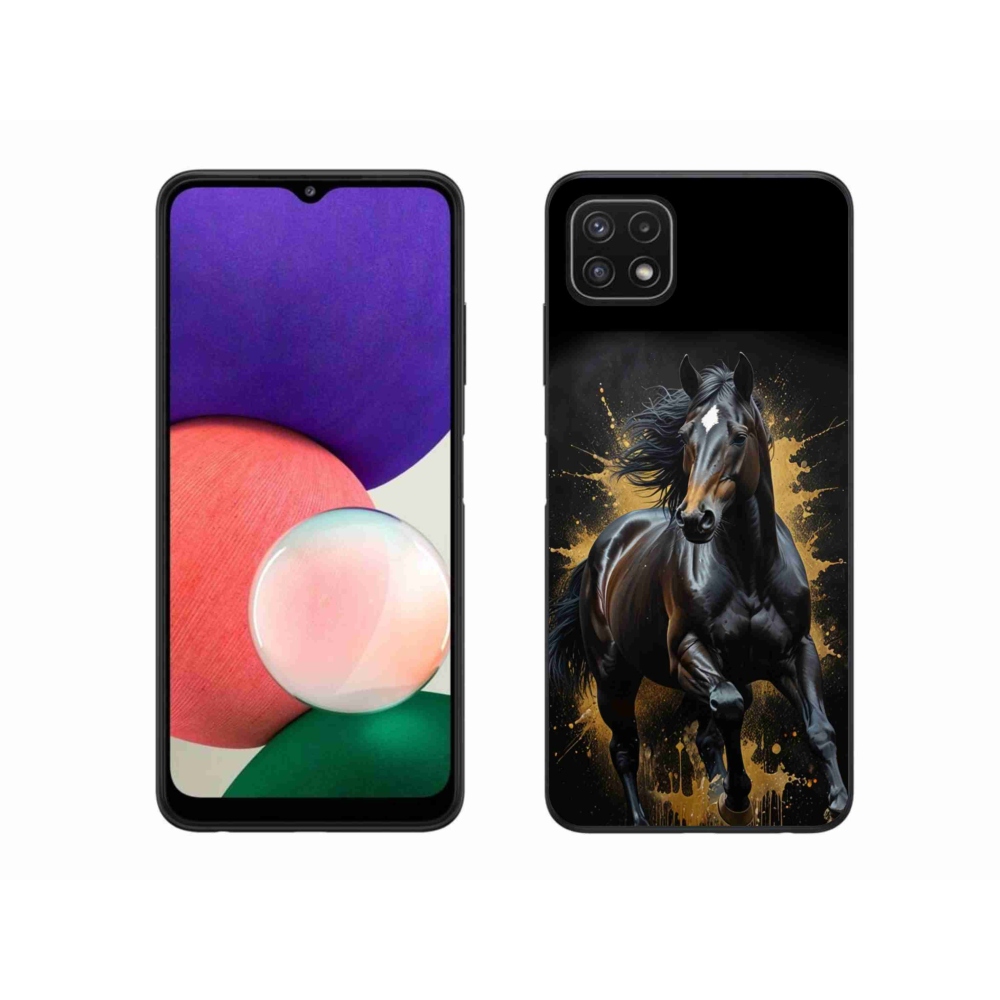Gélový kryt mmCase na Samsung Galaxy A22 5G - elegantný čierny žrebec