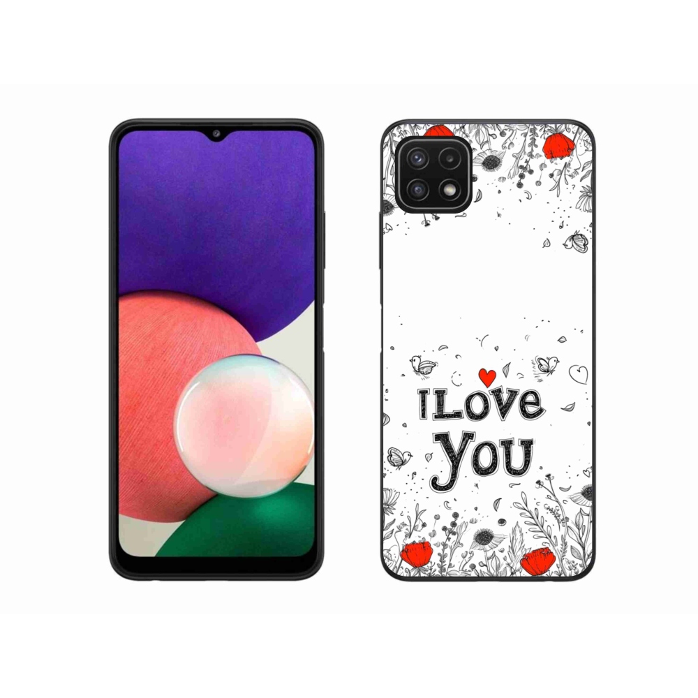 Gélový kryt mmCase na Samsung Galaxy A22 5G - I love you biele pozadie