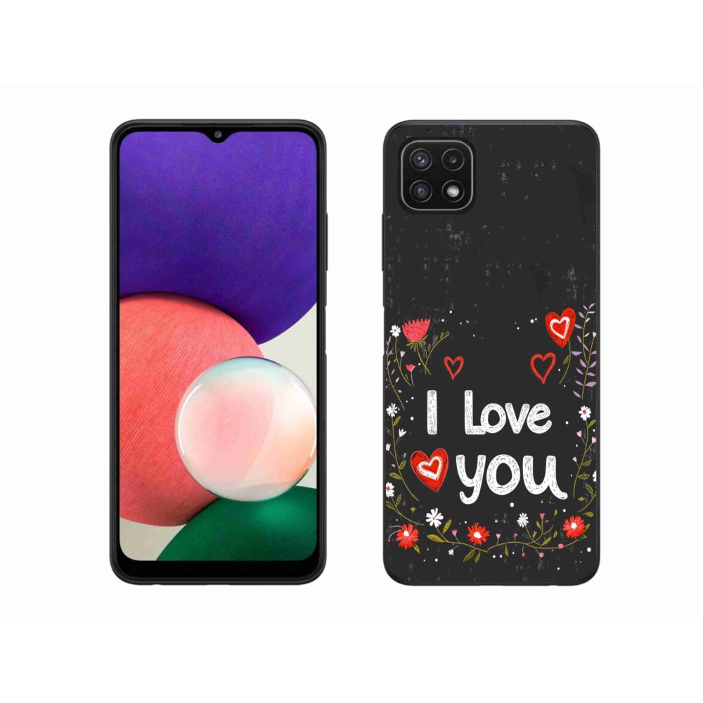 Gélový kryt mmCase na Samsung Galaxy A22 5G - I love you čierne pozadie