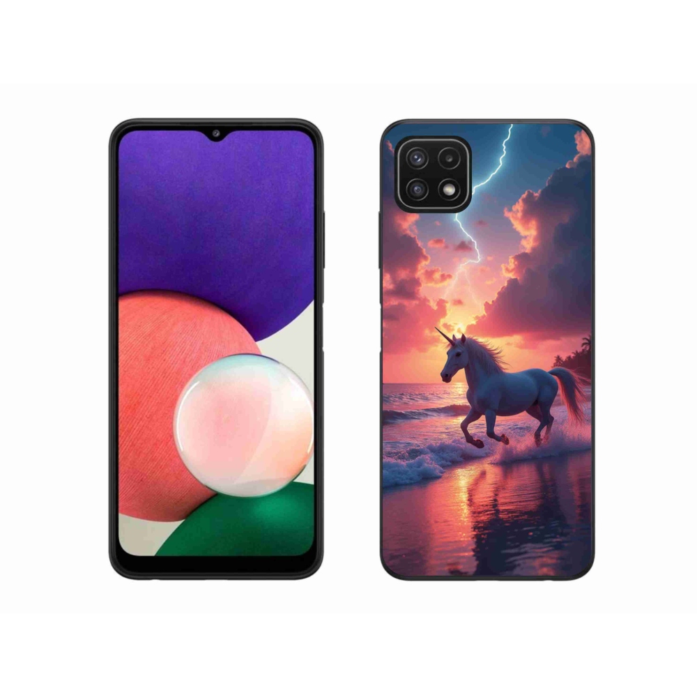 Gélový kryt mmCase na Samsung Galaxy A22 5G - jednorožec na pláži