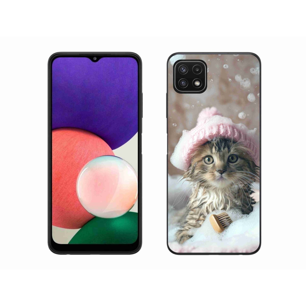 Gélový kryt mmCase na Samsung Galaxy A22 5G - mačiatko a kúpeľ