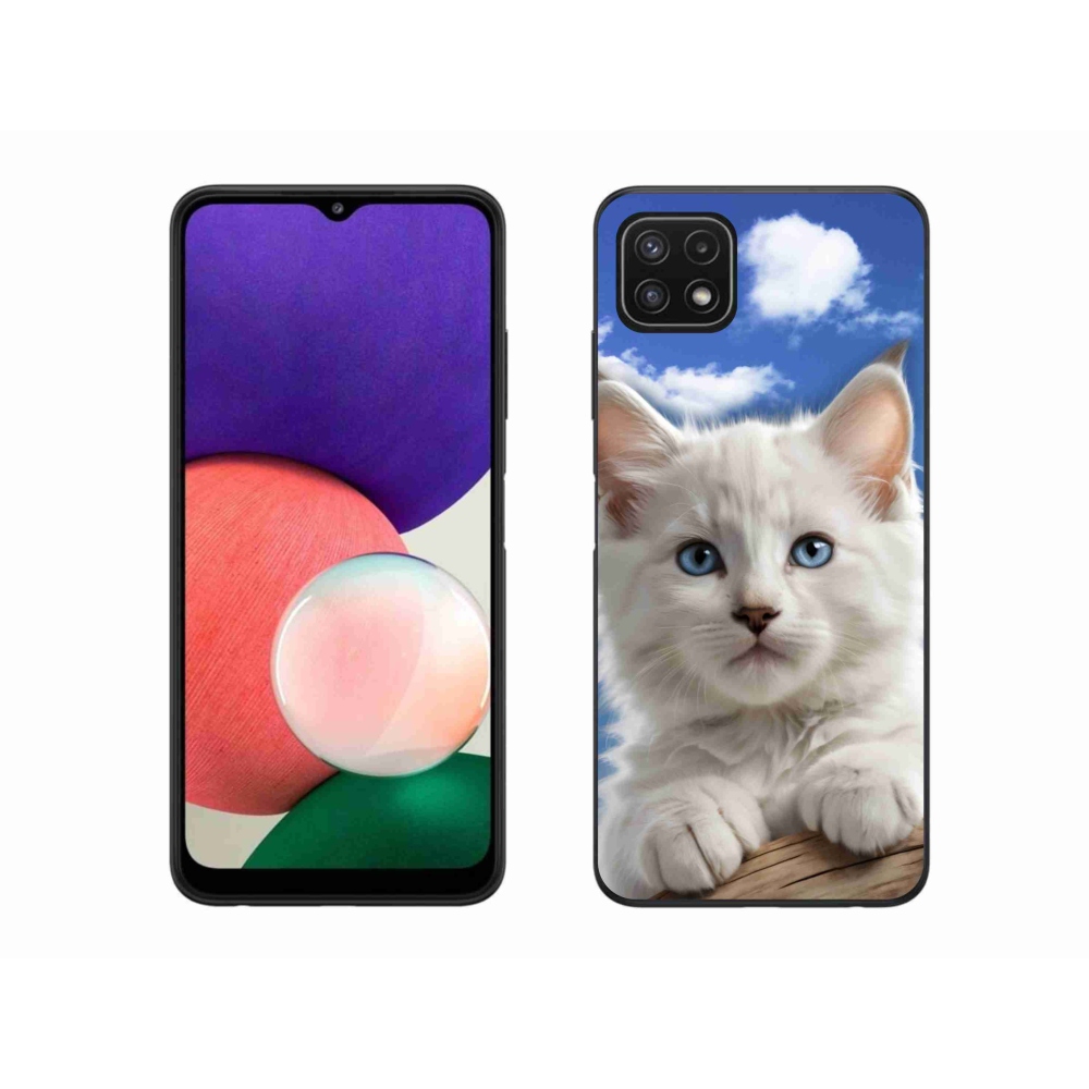 Gélový kryt mmCase na Samsung Galaxy A22 5G - mačiatko a oblaky
