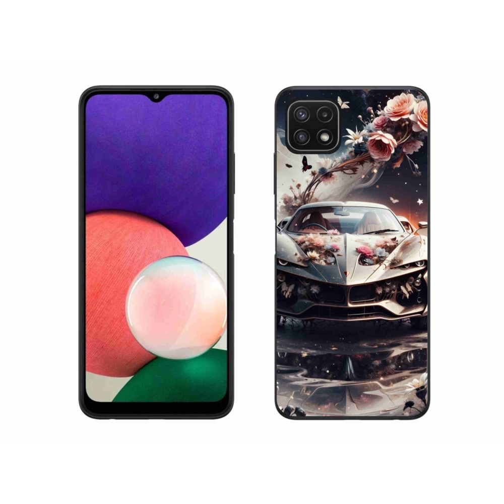 Gélový kryt mmCase na Samsung Galaxy A22 5G - kvetinový športový automobil