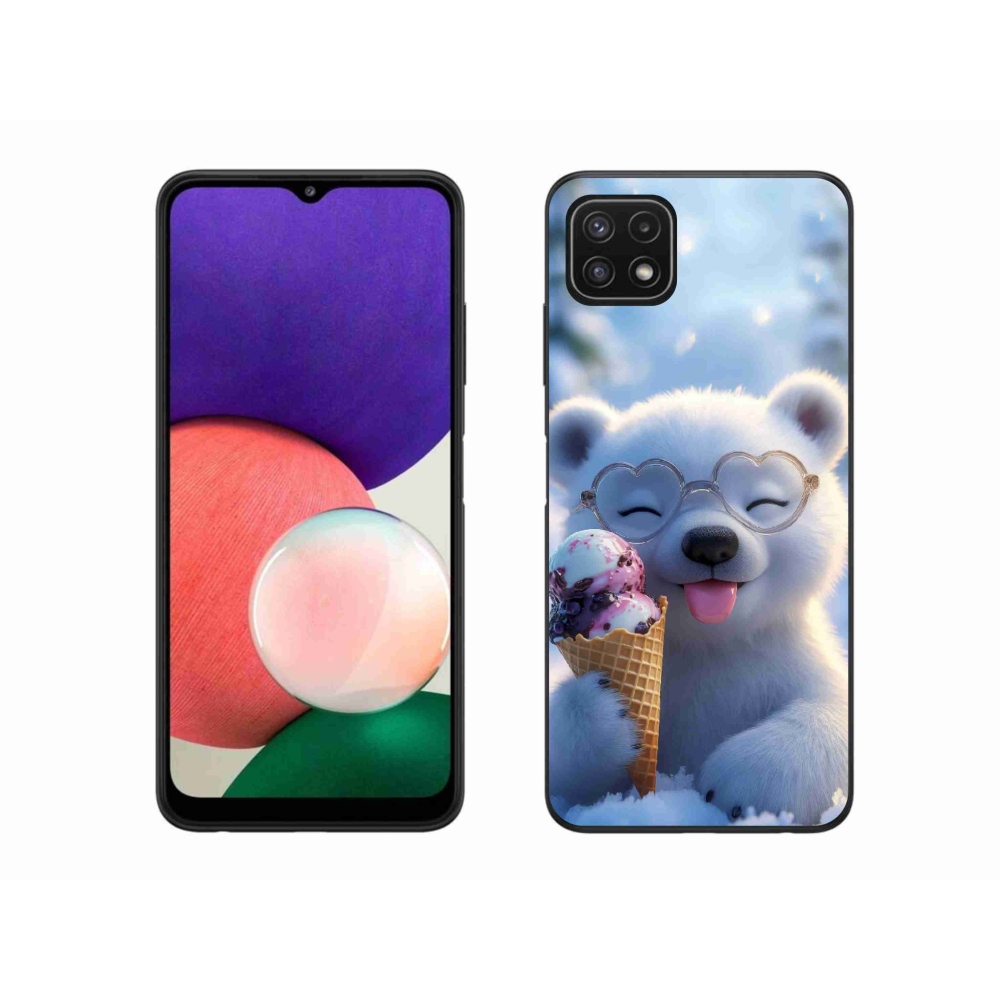 Gélový kryt mmCase na Samsung Galaxy A22 5G - medvedík so zmrzlinou