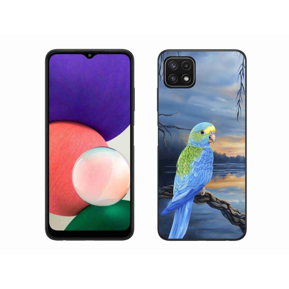 Gélový kryt mmCase na Samsung Galaxy A22 5G - modrý papagáj