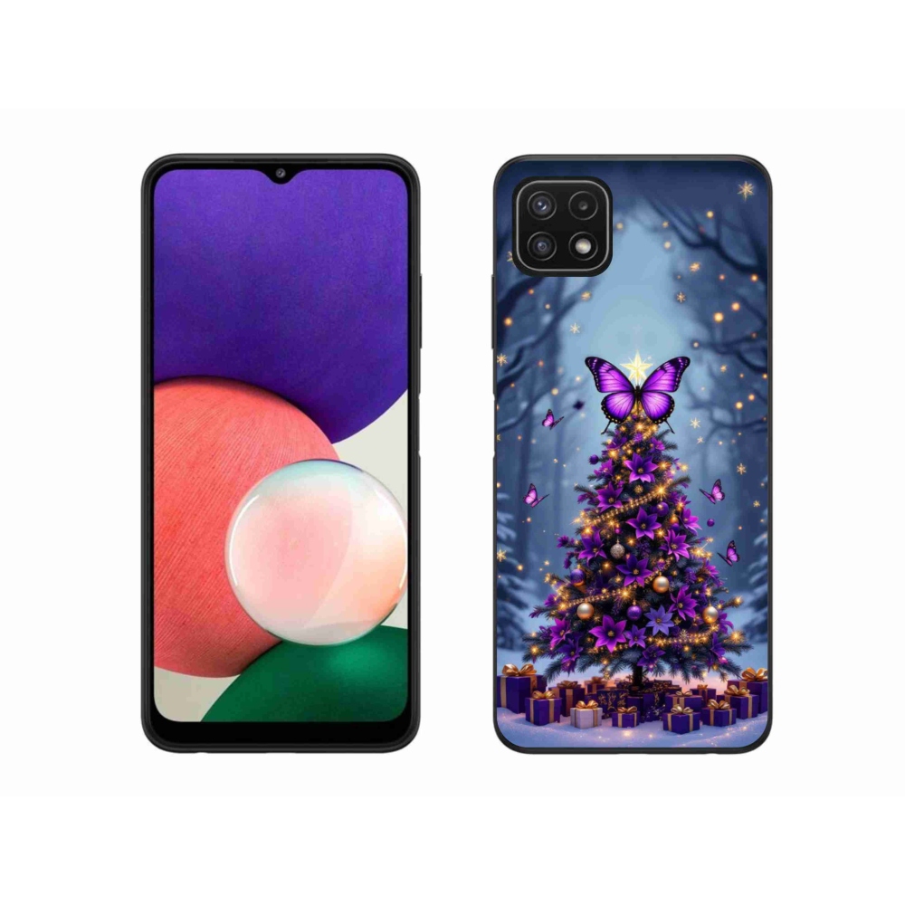 Gélový kryt mmCase na Samsung Galaxy A22 5G - motýlí vianočný stromček