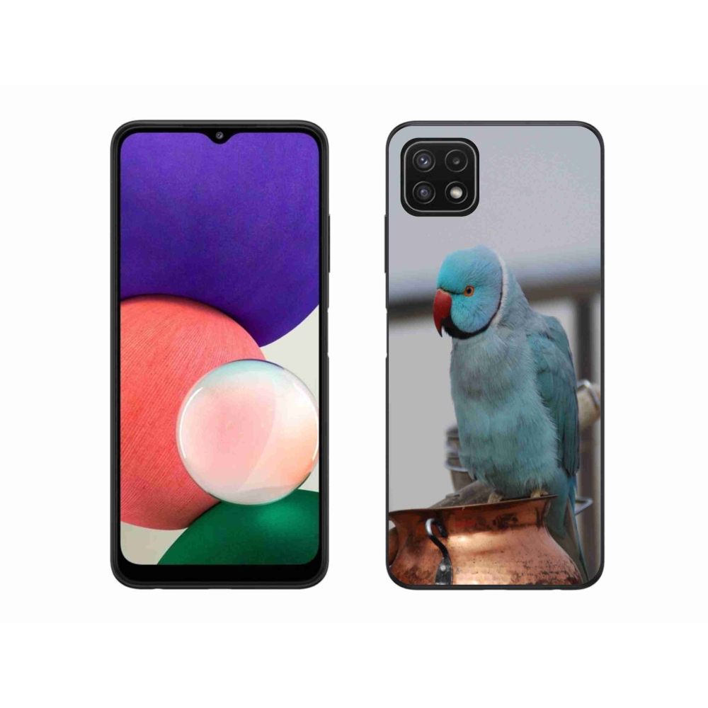 Gélový kryt mmCase na Samsung Galaxy A22 5G - papagáj alexander modrý