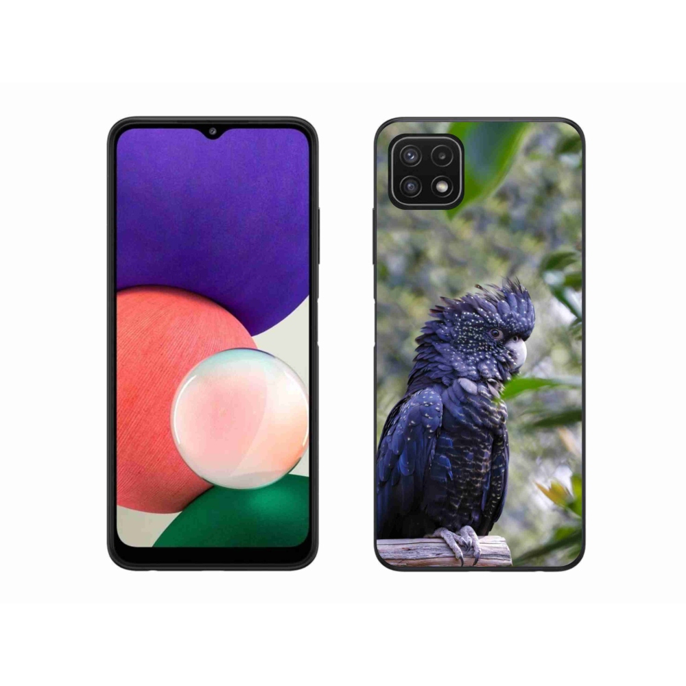 Gélový kryt mmCase na Samsung Galaxy A22 5G - papagáj kakadu čierny
