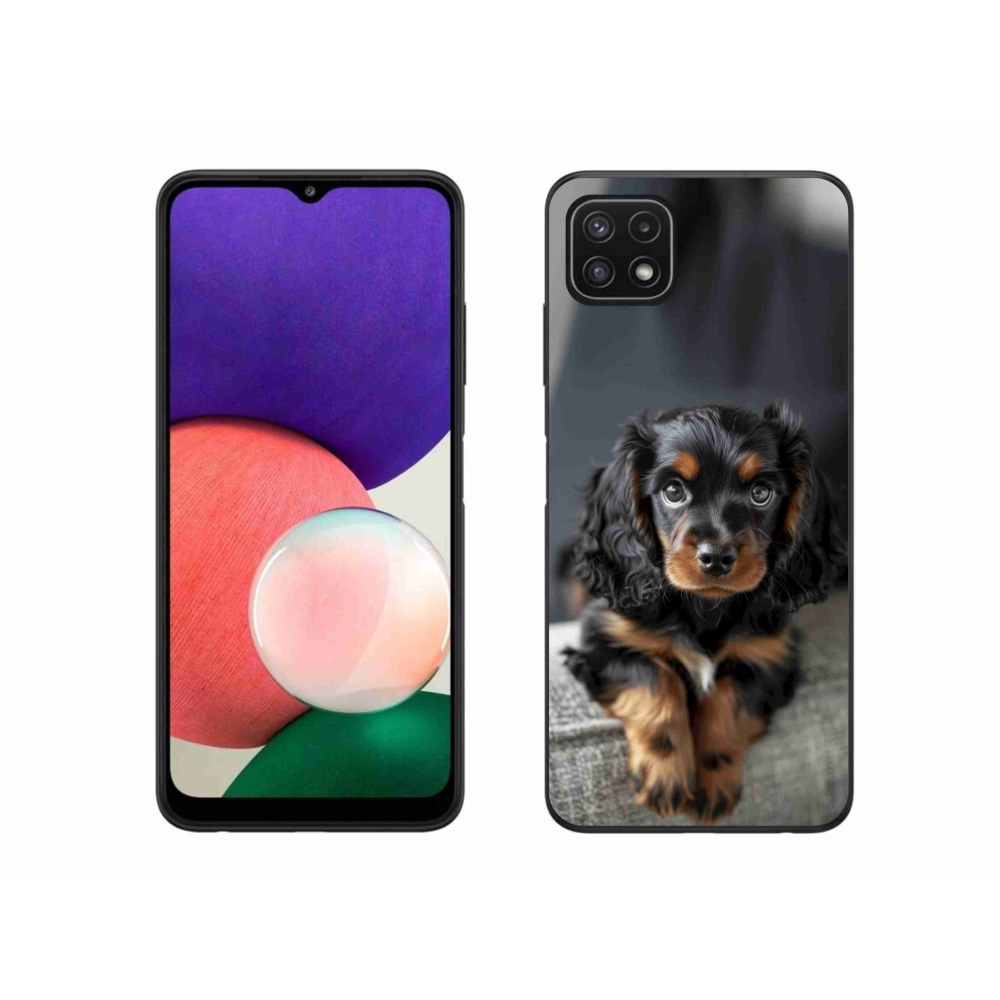 Gélový kryt mmCase na Samsung Galaxy A22 5G - roztomilý dlhosrstý jazvečík