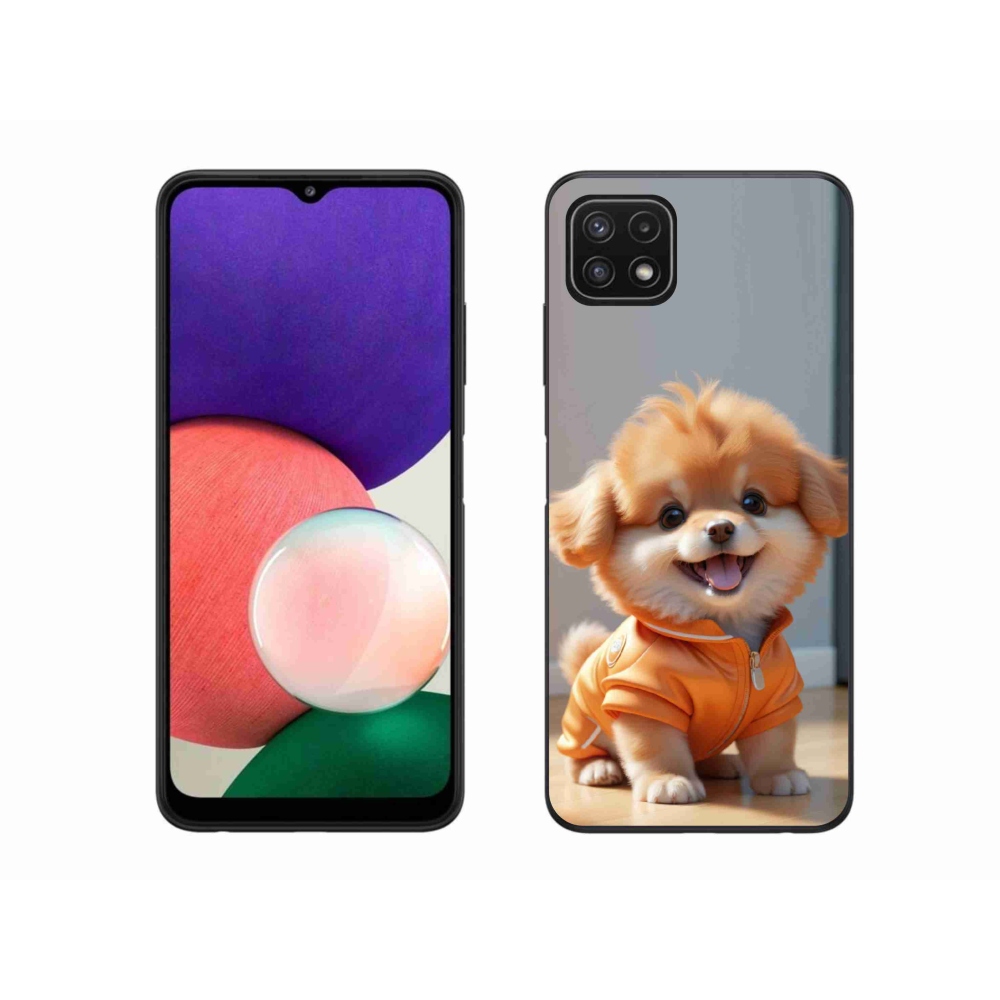 Gélový kryt mmCase na Samsung Galaxy A22 5G - roztomilý pomeranian v mikine