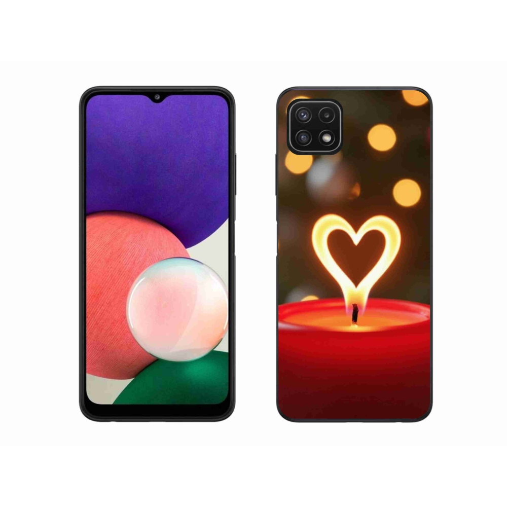 Gélový kryt mmCase na Samsung Galaxy A22 5G - srdce z plameňa