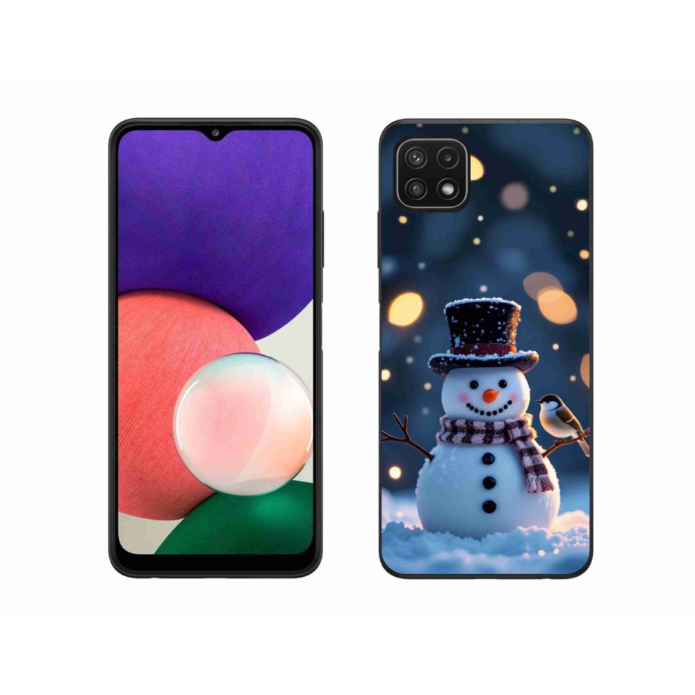 Gélový kryt mmCase na Samsung Galaxy A22 5G - vianočný snehuliak