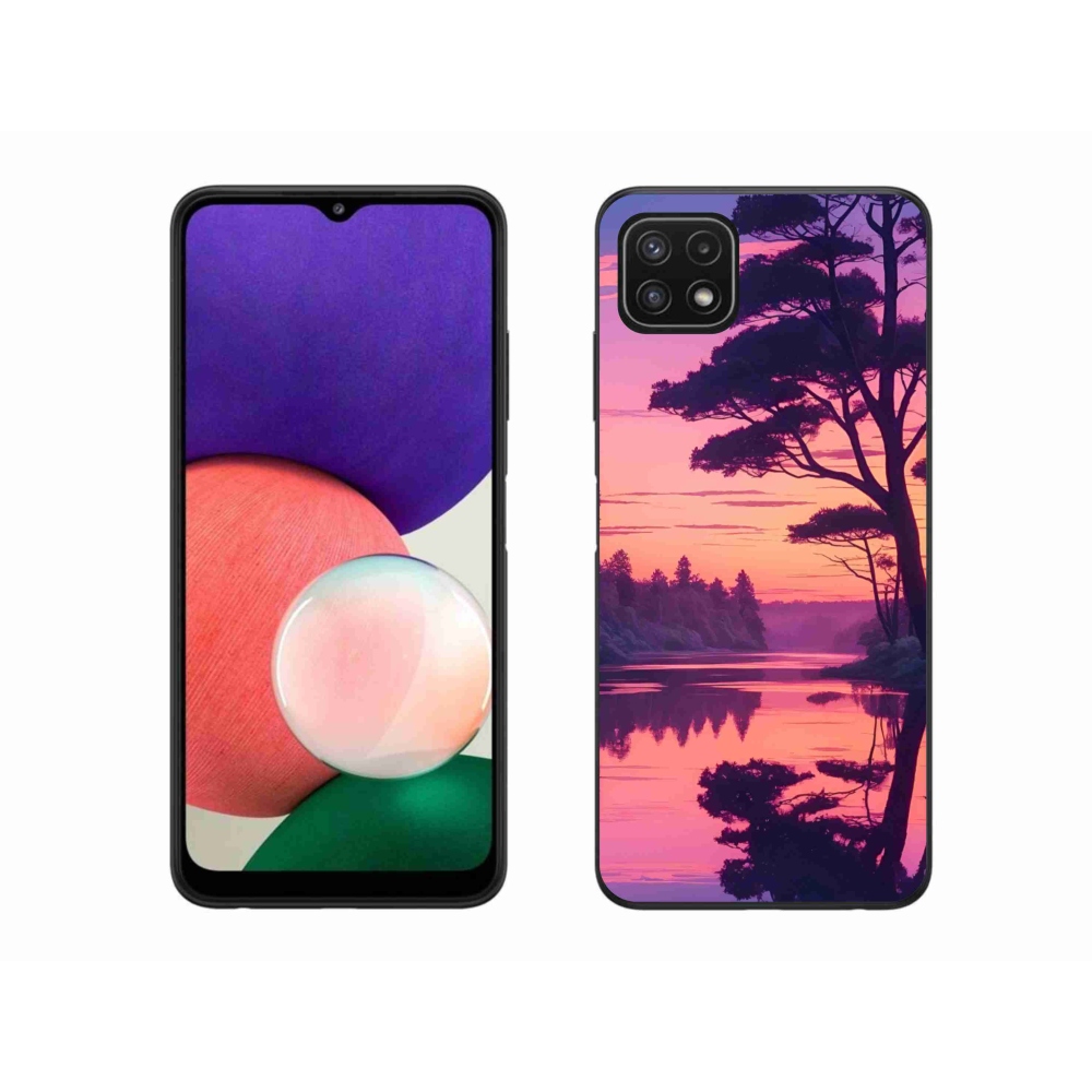 Gélový kryt mmCase na Samsung Galaxy A22 5G - západ slnka nad jazerom
