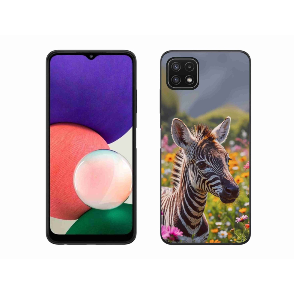 Gélový kryt mmCase na Samsung Galaxy A22 5G - zebra na lúke
