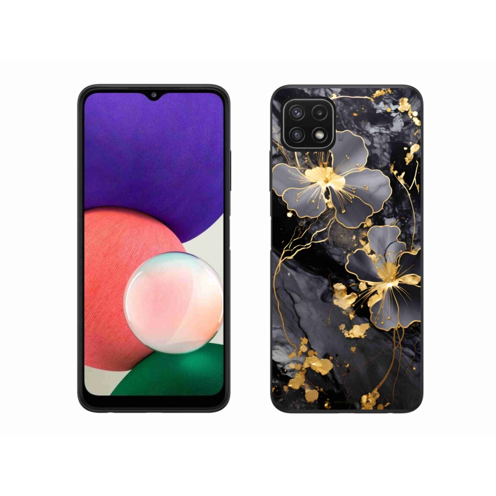 Gélový kryt mmCase na Samsung Galaxy A22 5G - zlaté kvety