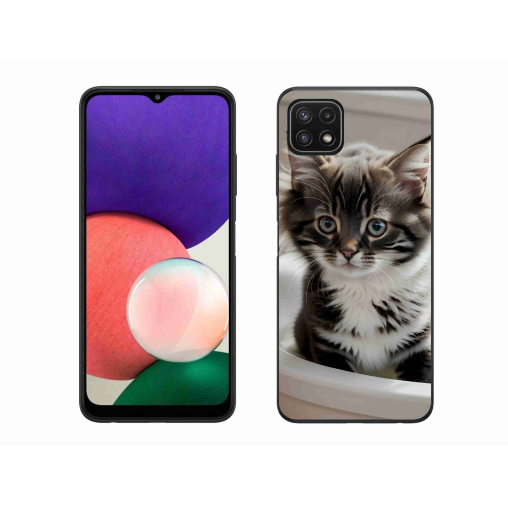 Gélový kryt mmCase na Samsung Galaxy A22 5G - zvedavé mačiatko