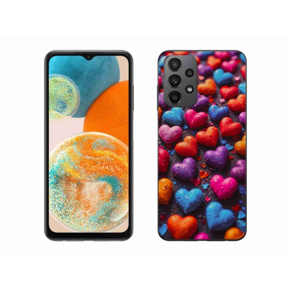 Gélový kryt mmCase na Samsung Galaxy A23 4G/5G - farebné srdcia