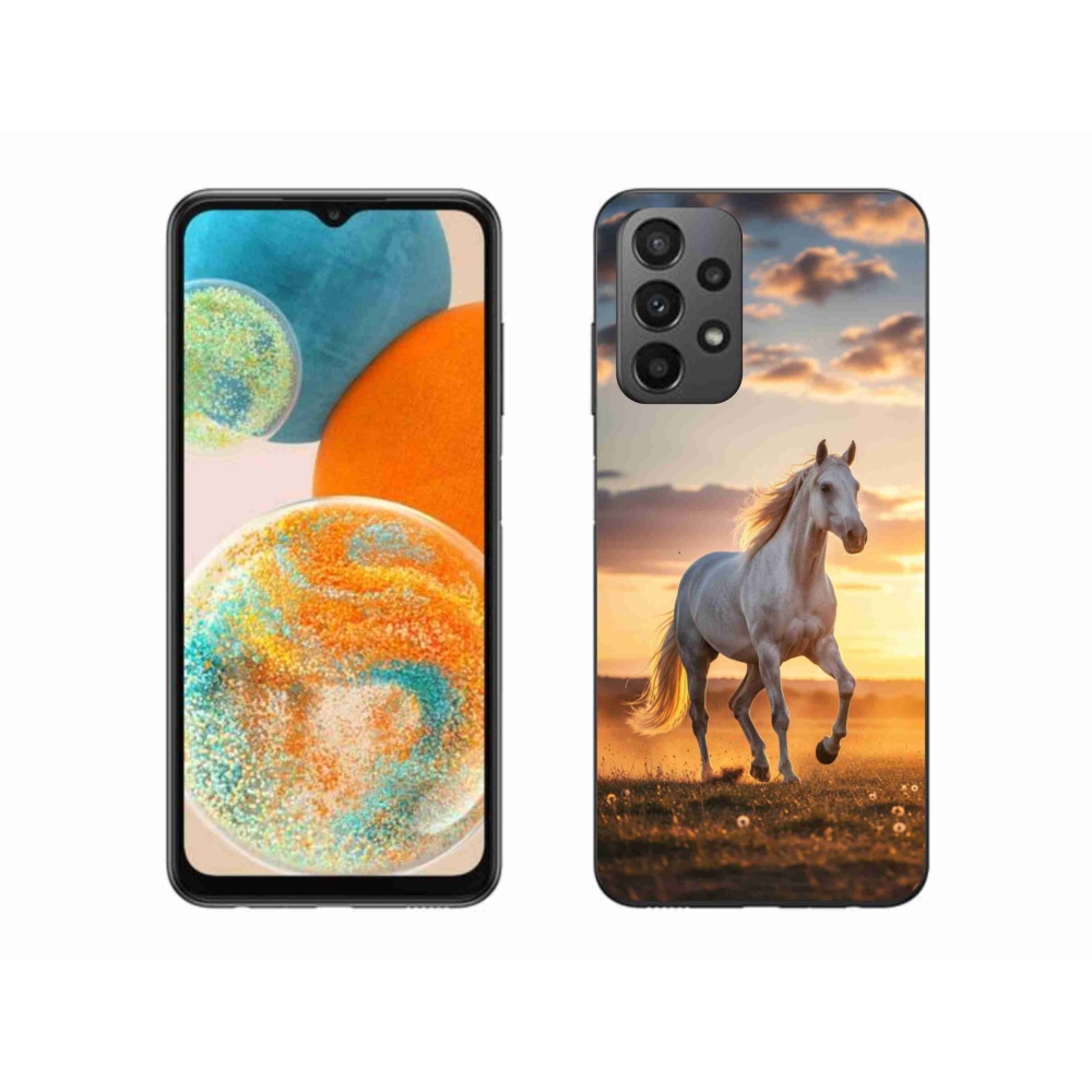 Gélový kryt mmCase na Samsung Galaxy A23 4G/5G - bežiaci biely kôň 2