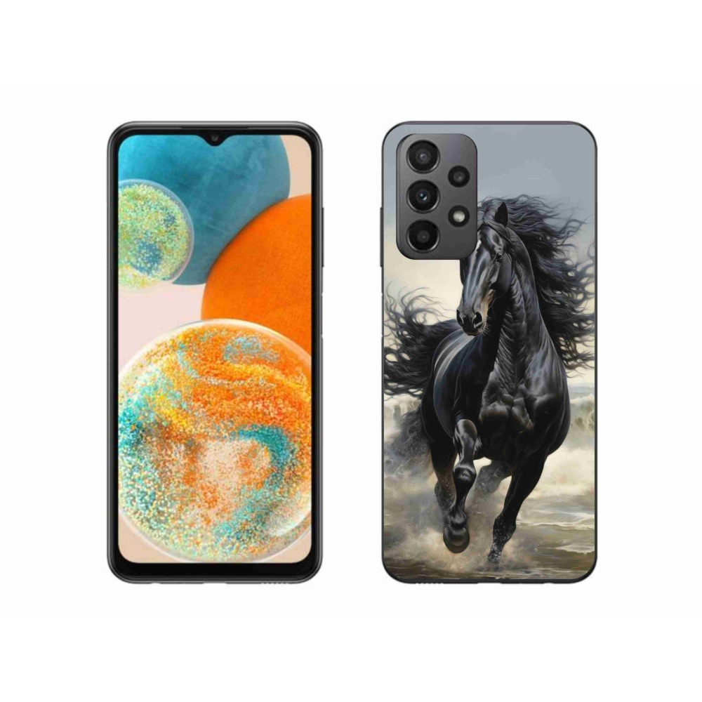 Gélový kryt mmCase na Samsung Galaxy A23 4G/5G - bežiaci čierny kôň