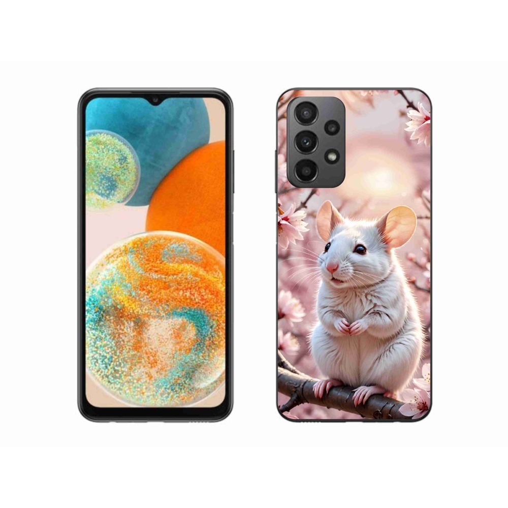 Gélový kryt mmCase na Samsung Galaxy A23 4G/5G - biela myš na vetve