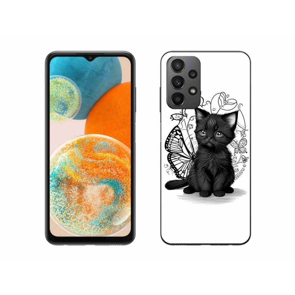 Gélový kryt mmCase na Samsung Galaxy A23 4G/5G - čierne mačiatko