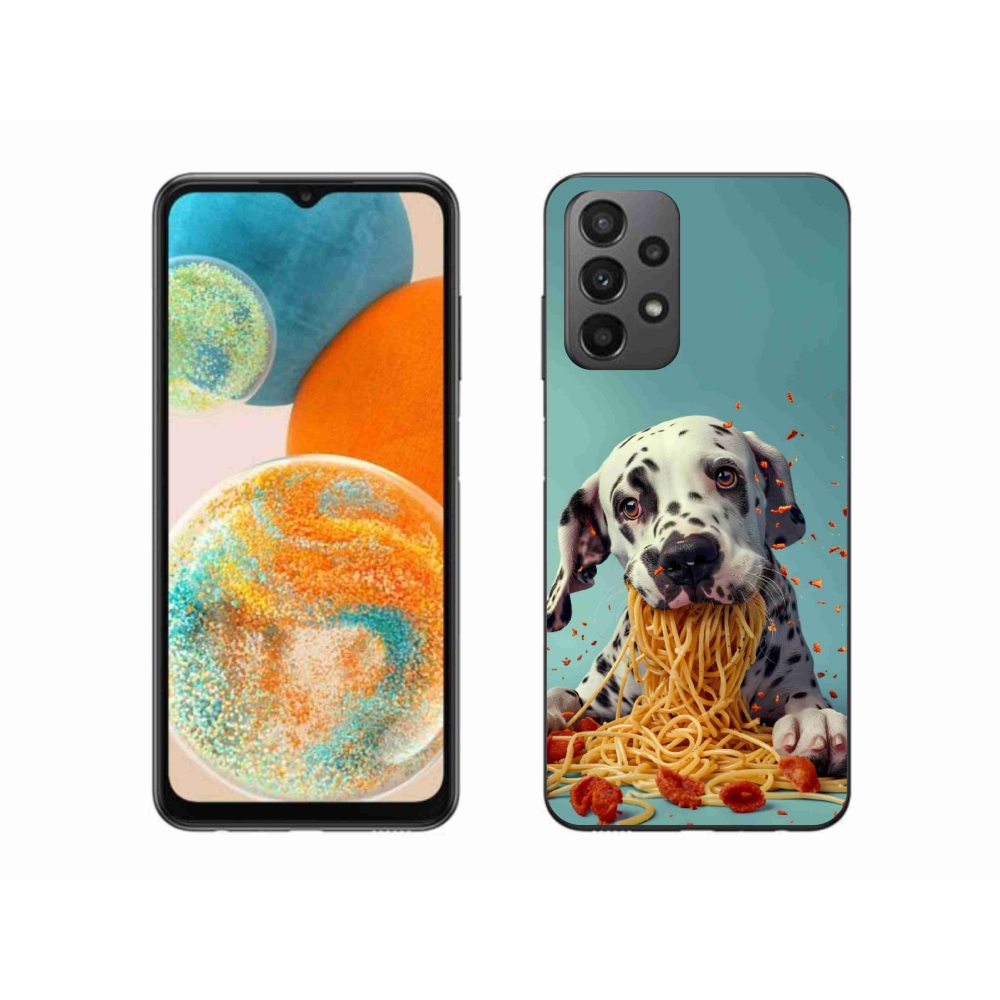 Gélový kryt mmCase na Samsung Galaxy A23 4G/5G - dalmatín a špagety