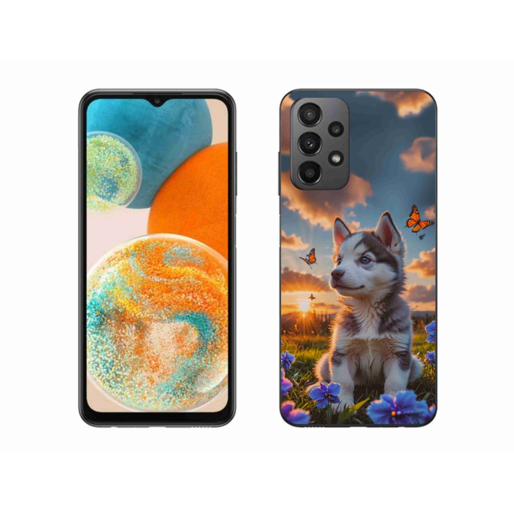 Gélový kryt mmCase na Samsung Galaxy A23 4G/5G - husky pri západe slnka