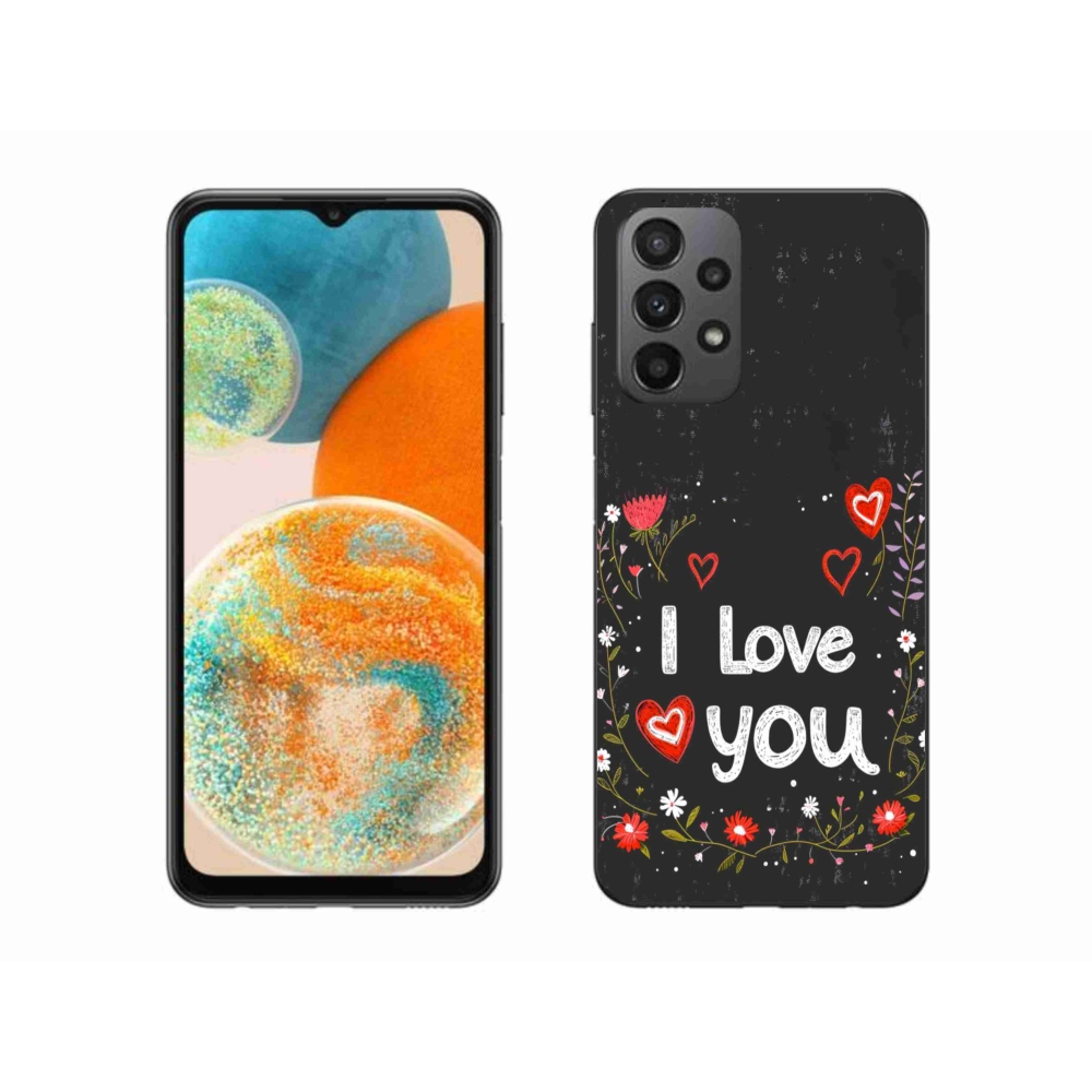 Gélový kryt mmCase na Samsung Galaxy A23 4G/5G - I love you čierne pozadie