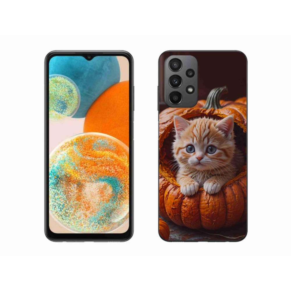 Gélový kryt mmCase na Samsung Galaxy A23 4G/5G - mačiatko a tekvica 2