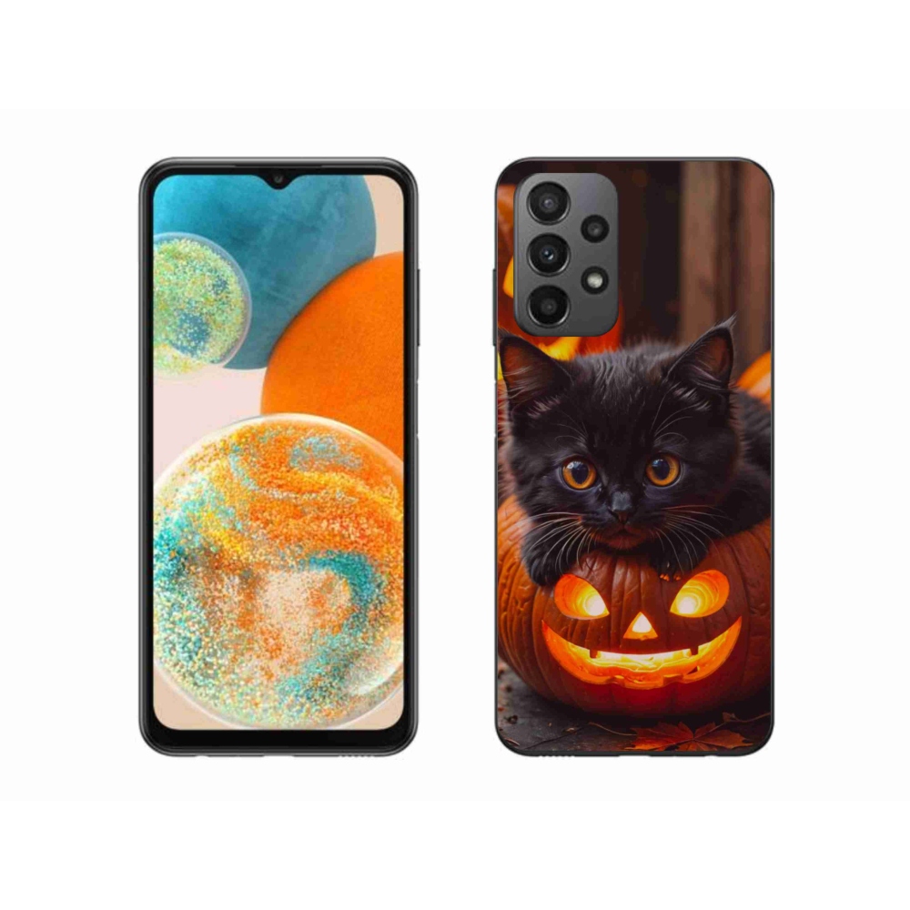 Gélový kryt mmCase na Samsung Galaxy A23 4G/5G - mačiatko a tekvica