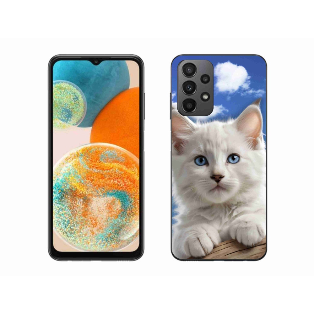 Gélový kryt mmCase na Samsung Galaxy A23 4G/5G - mačiatko a oblaky