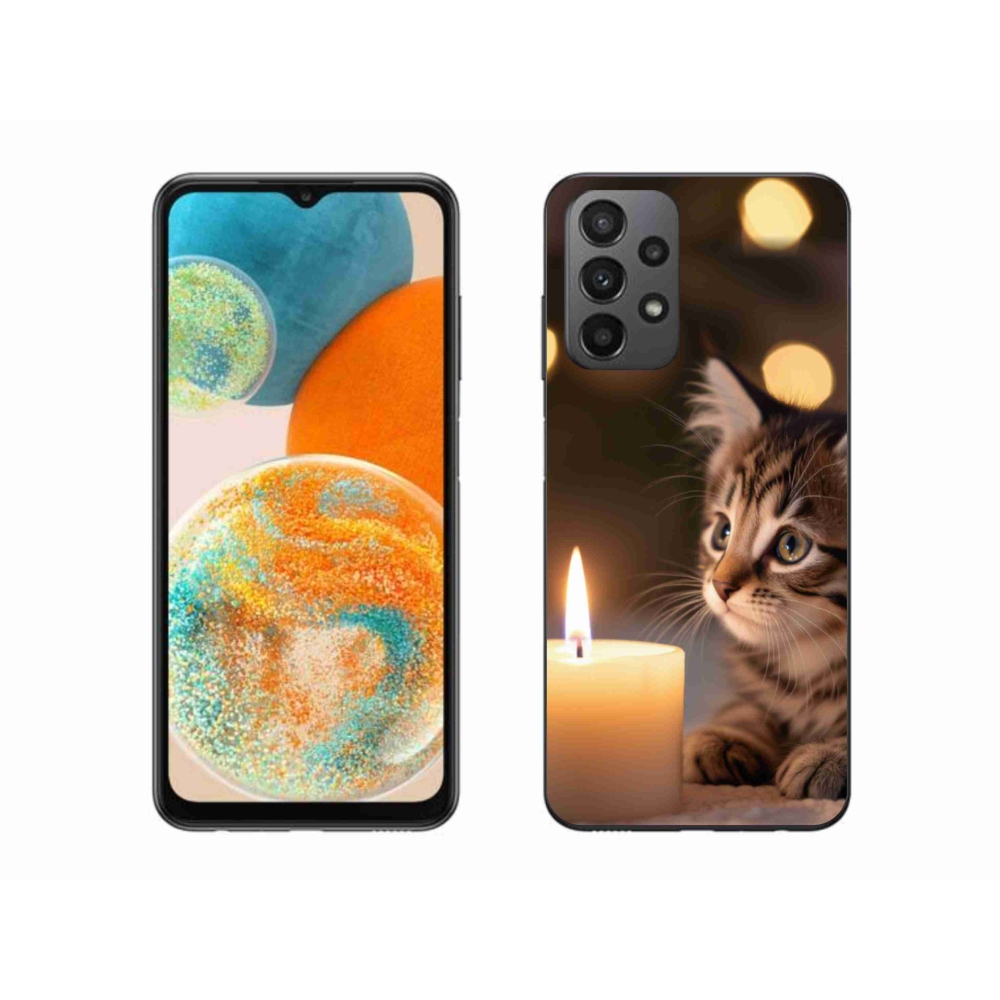 Gélový kryt mmCase na Samsung Galaxy A23 4G/5G - mačiatko a sviečka
