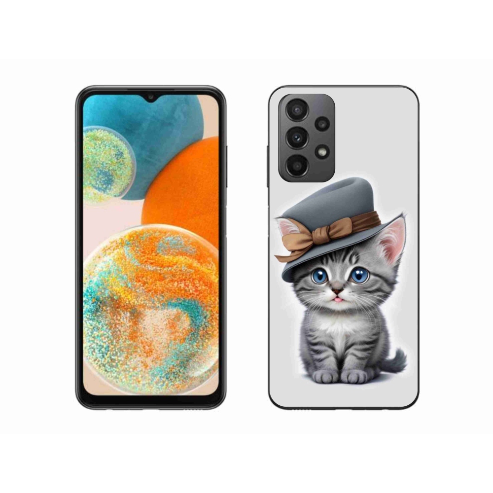 Gélový kryt mmCase na Samsung Galaxy A23 4G/5G - mačiatko s klobúkom