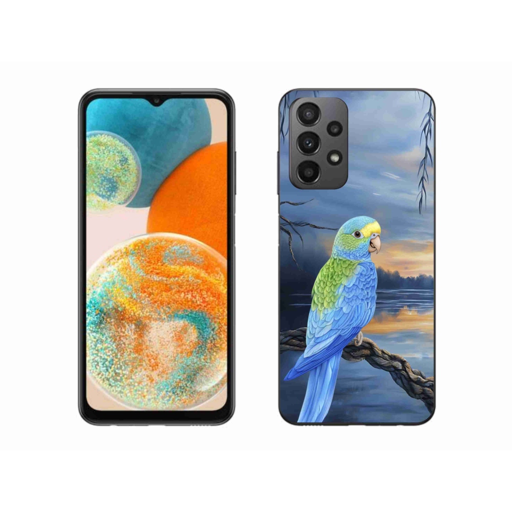 Gélový kryt mmCase na Samsung Galaxy A23 4G/5G - modrý papagáj