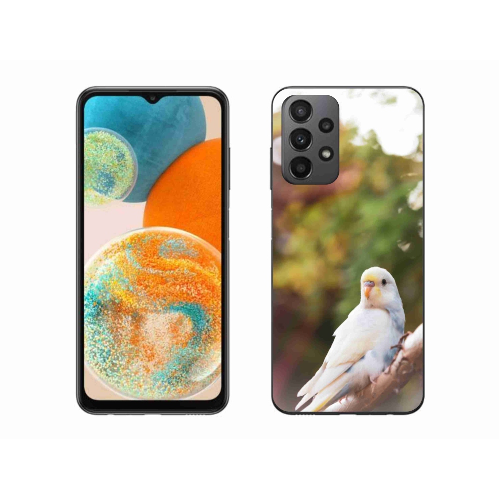Gélový kryt mmCase na Samsung Galaxy A23 4G/5G - papagáj andulka biela