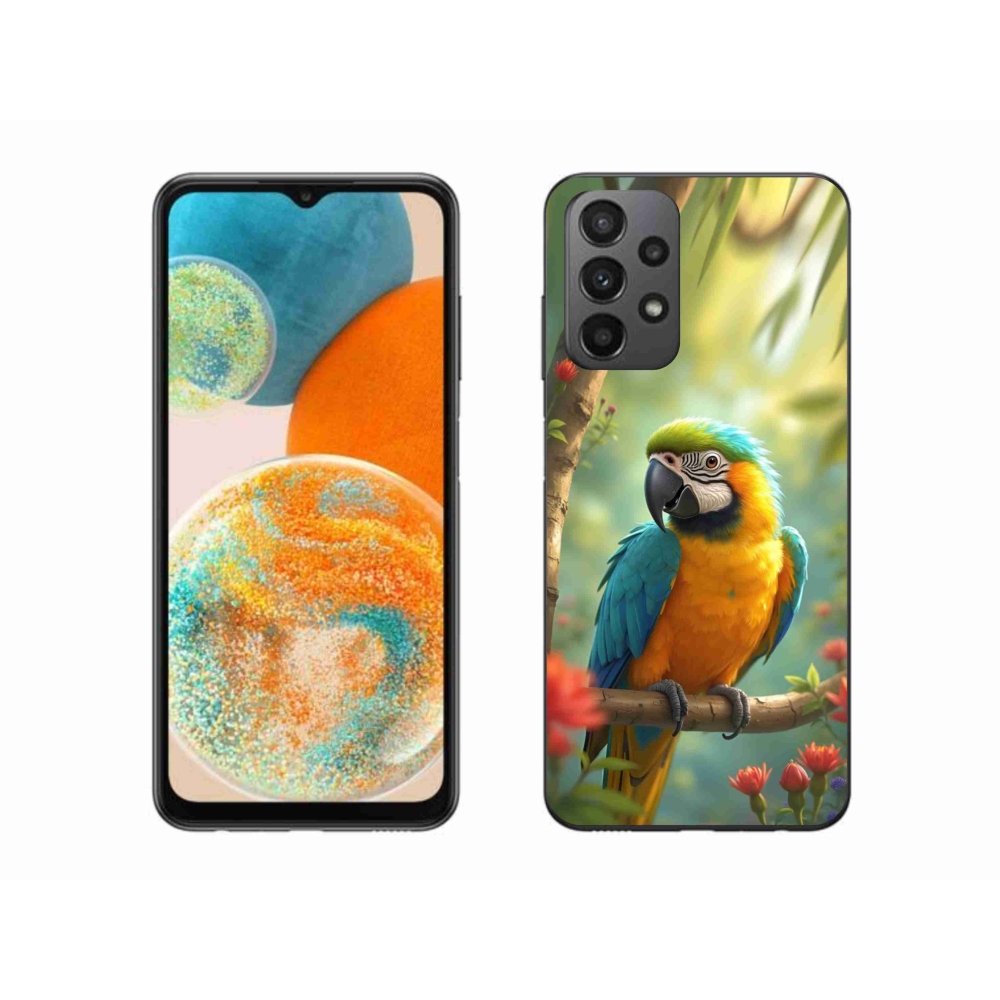 Gélový kryt mmCase na Samsung Galaxy A23 4G/5G - papagáj ara modrožltá