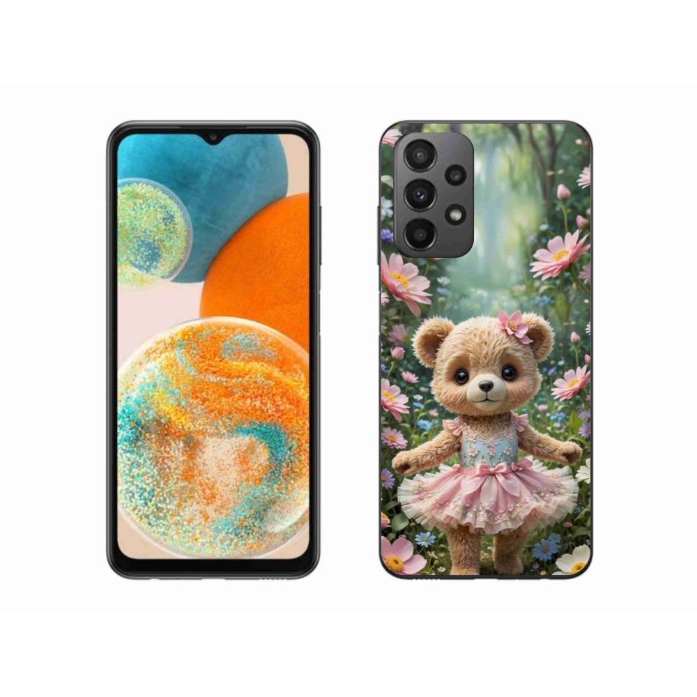 Gélový kryt mmCase na Samsung Galaxy A23 4G/5G - roztomilý medvedík v kvetoch