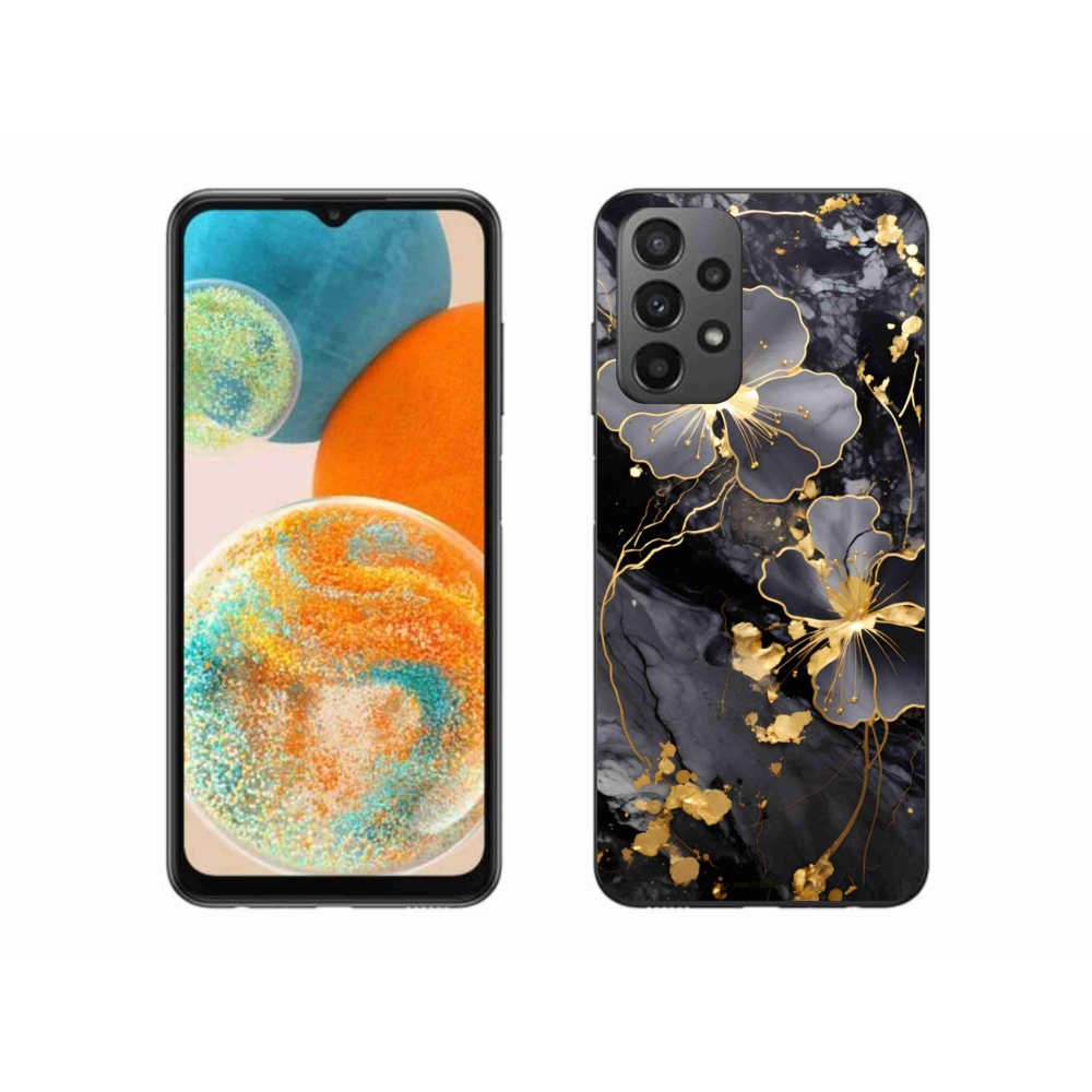 Gélový kryt mmCase na Samsung Galaxy A23 4G/5G - zlaté kvety