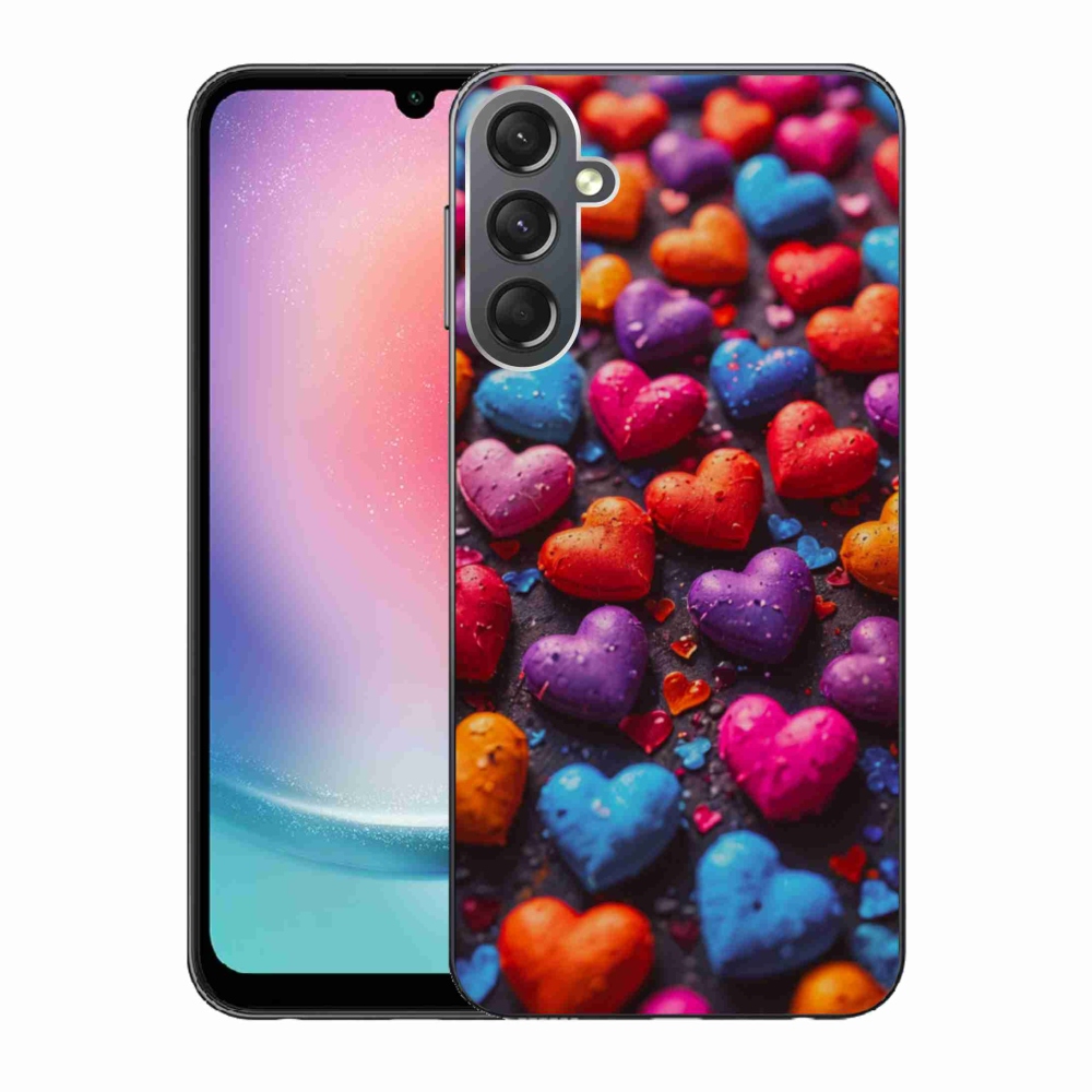 Gélový kryt mmCase na Samsung Galaxy A24 - farebné srdcia