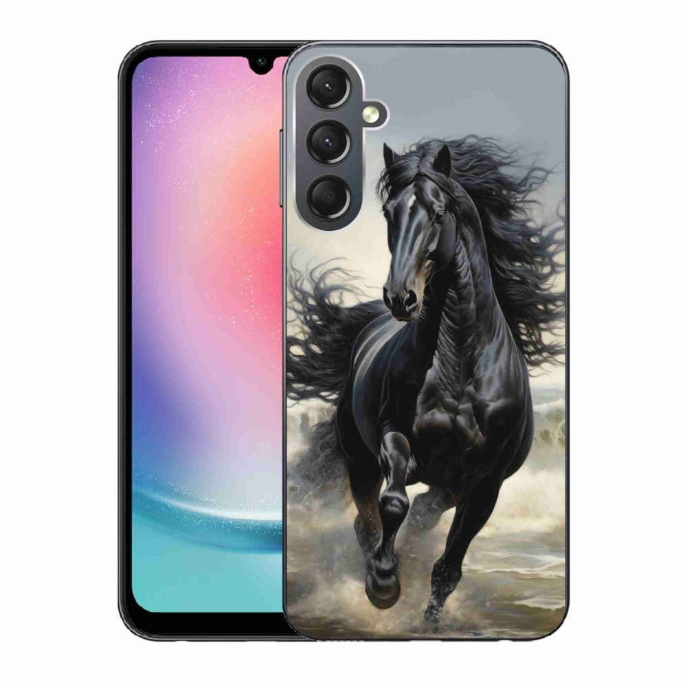 Gélový kryt mmCase na Samsung Galaxy A24 - bežiaci čierny kôň
