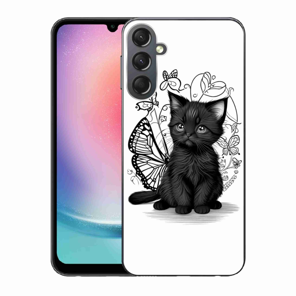 Gélový kryt mmCase na Samsung Galaxy A24 - čierne mačiatko