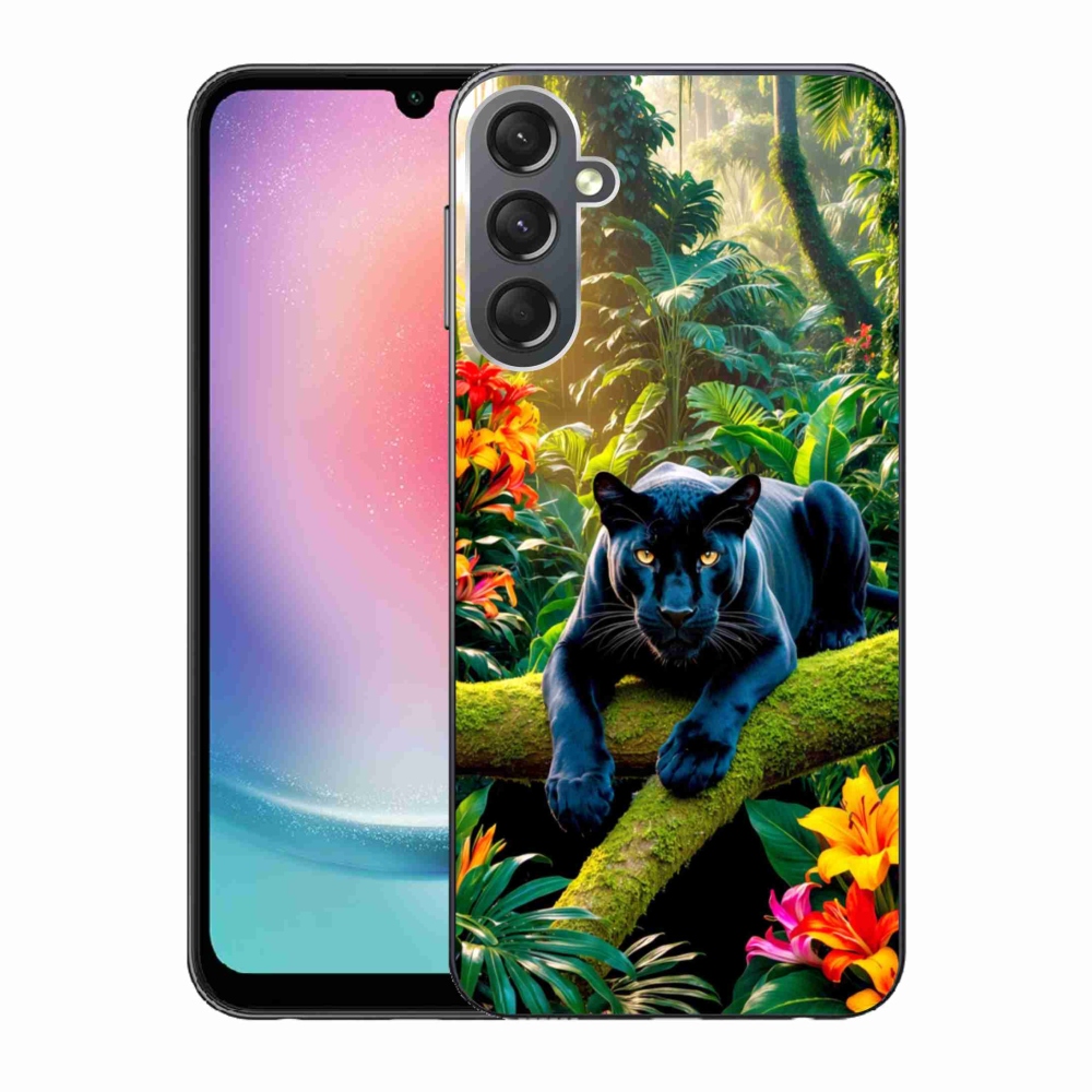 Gélový kryt mmCase na Samsung Galaxy A24 - čierny panter v džungli