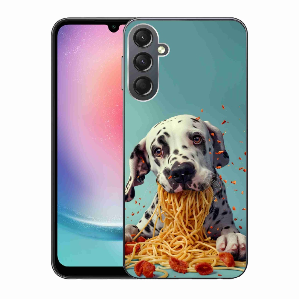 Gélový kryt mmCase na Samsung Galaxy A24 - dalmatín a špagety